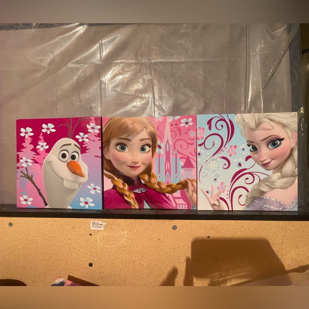 Frozen bedroom decor - canvas Anna Elsa Olaf, lap tray, lightswitch cover Disney